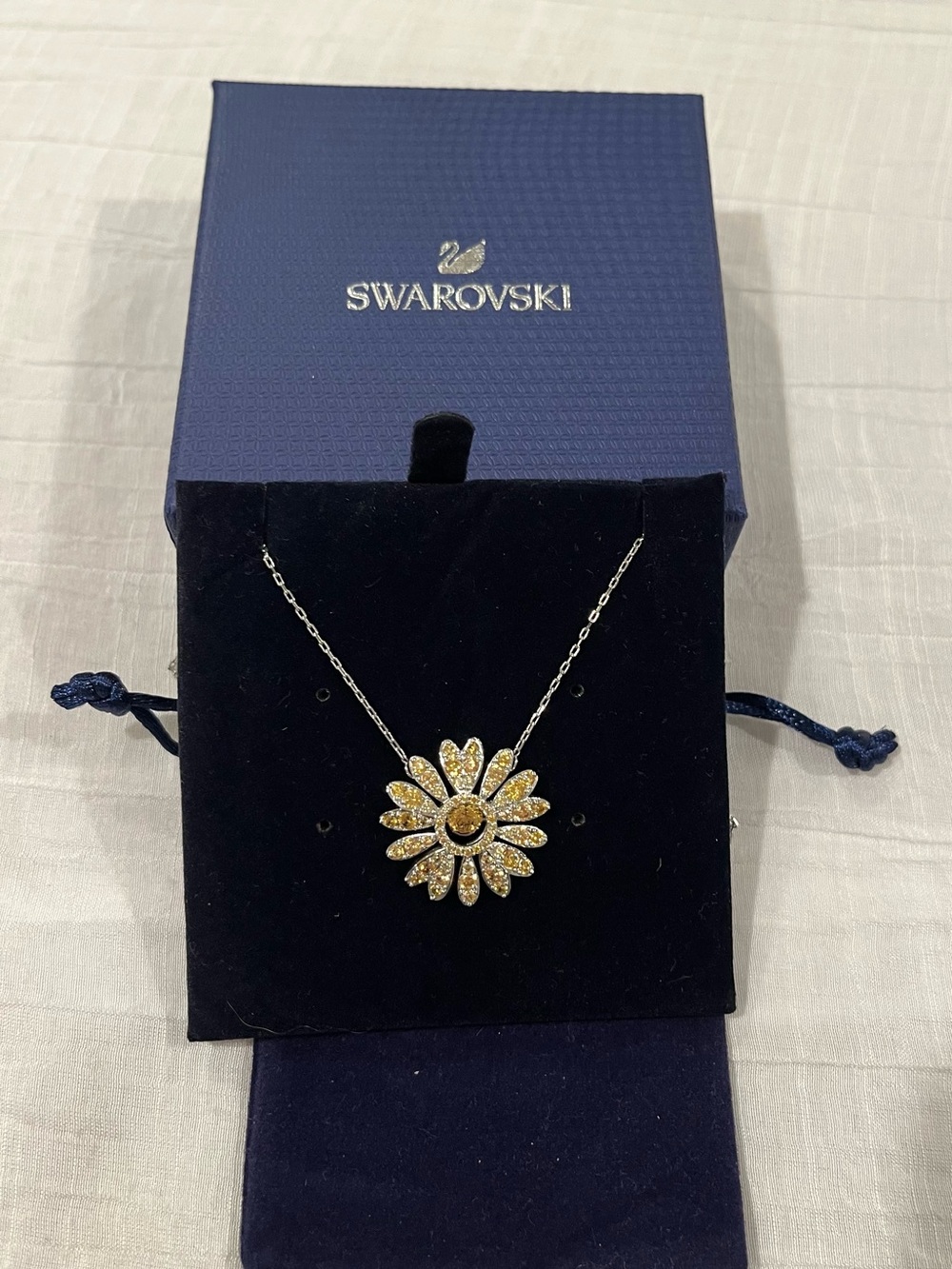 Swarovski Yellow Crystal Daisy Pendant Necklace